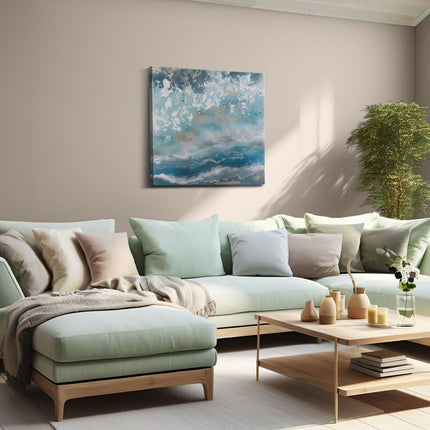 Canvas schilderij woonkamer Abstract Kunstwerk van Blauw en Goud
