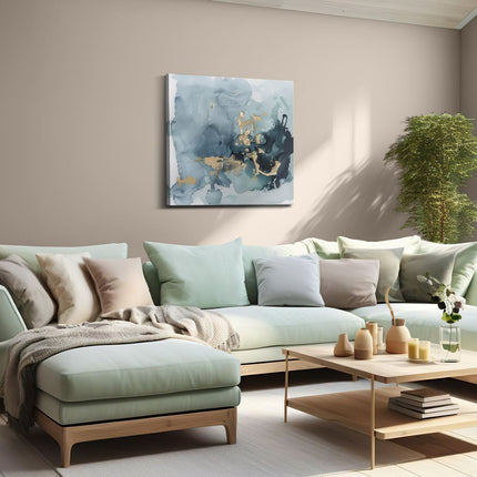Canvas schilderij woonkamer Abstract Kunstwerk van Blauw en Goud