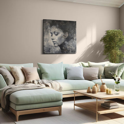 Canvas schilderij woonkamer Portret van een Vrouw met haar Ogen Dicht