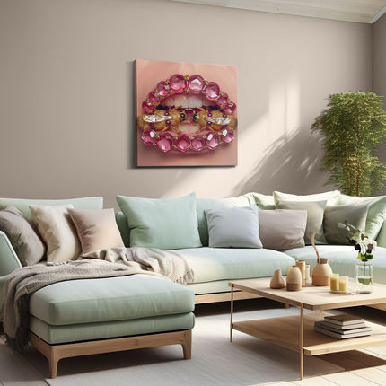 Canvas schilderij woonkamer Vrouwenmond met Bijen Erop
