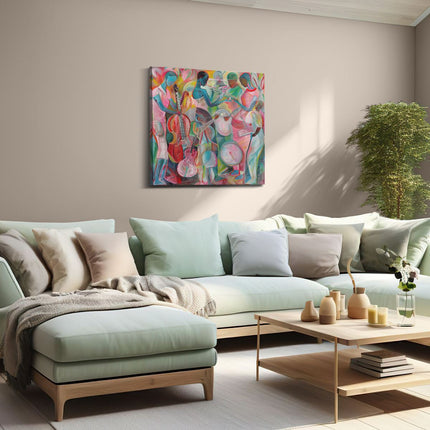 Canvas schilderij woonkamer Kunstwerk van Muzikanten die Instrumenten Bespelen