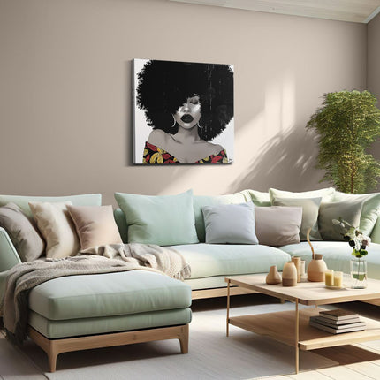 Canvas schilderij woonkamer Afrikaanse Vrouw met een Afro