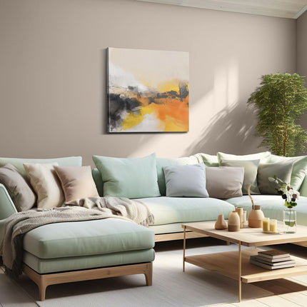 Canvas schilderij woonkamer Abstract Kunstwerk van Geel, Zwart en Wit