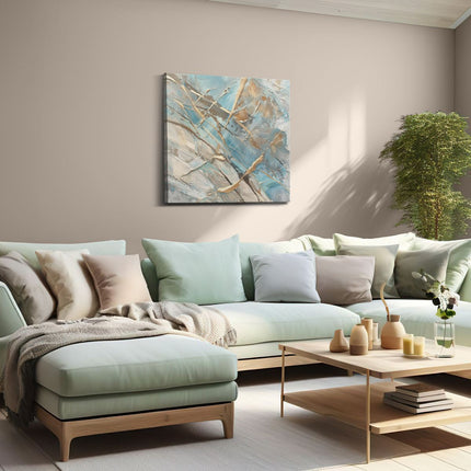 Canvas schilderij woonkamer Abstract Kunstwerk in Blauw en Goud