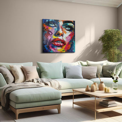 Canvas schilderij woonkamer Abstract Kunstwerk van het Gezicht van een Vrouw
