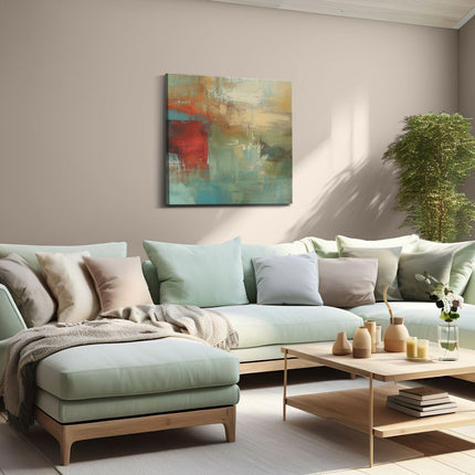 Canvas schilderij woonkamer Abstract Kunstwerk met Rode, Groene en Blauwe Kleuren