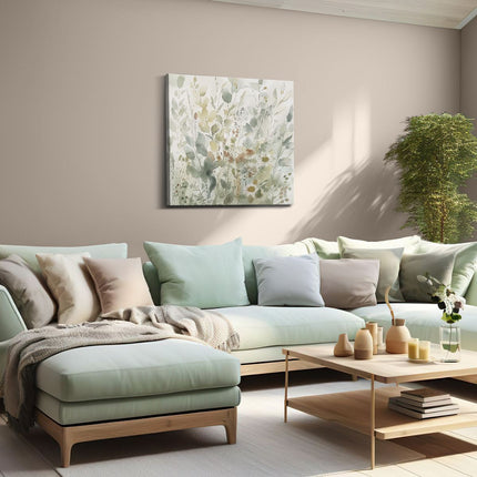 Canvas schilderij woonkamer Aquarelkunstwerk van Bloemen en Grassen