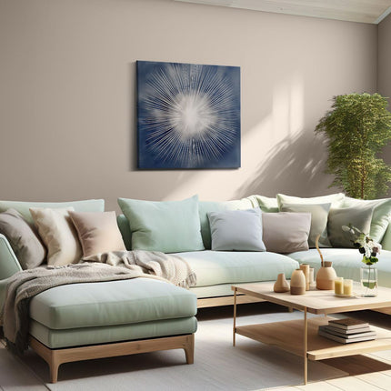 Canvas schilderij woonkamer Witte Zonnestraal op een Blauwe Achtergrond