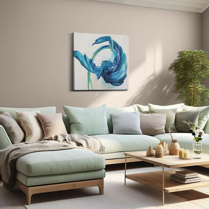 Canvas schilderij woonkamer Abstract Kunstwerk van een Blauwe Bloem