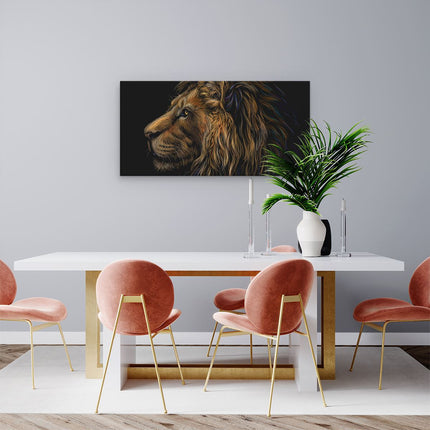 Canvas schilderij woonkamer Getekende Leeuw - Leeuwenkop - Kleur