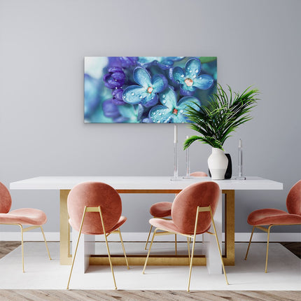 Canvas schilderij woonkamer Blauwe Lila Bloemen - Seringen
