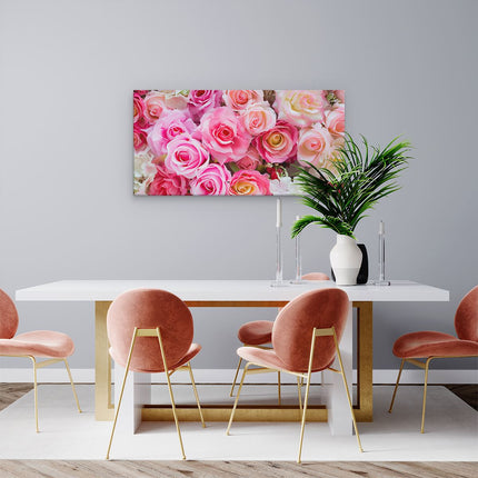 Canvas schilderij woonkamer Roze Rozen Achtergrond - Bloemen