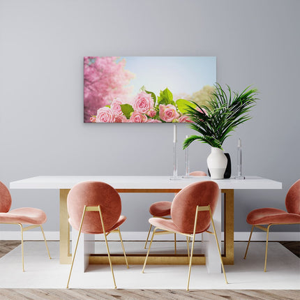 Canvas schilderij woonkamer Boeket Roze Rozen Bloemen