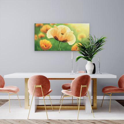 Canvas schilderij woonkamer Oranje Klaproos Bloemen 