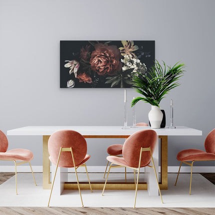 Canvas schilderij woonkamer Bloemen Op Een Zwart Achtergrond