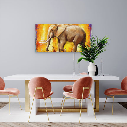 Canvas schilderij woonkamer Geschilderde Olifant Olieverf - Abstract