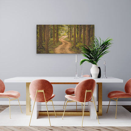 Canvas schilderij woonkamer Pad In Het Bos Met Bomen