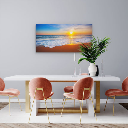 Canvas schilderij woonkamer Strand En Zee Tijdens Zonsondergang