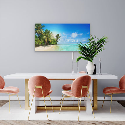 Canvas schilderij woonkamer Tropisch Strand Bij De Licht Blauwe Zee