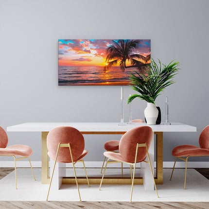 Canvas schilderij woonkamer Tropisch Strand Tijdens Zonsondergang