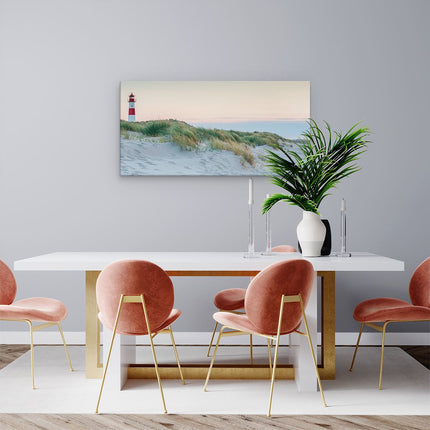 Canvas schilderij woonkamer Strand En Duinen Met Een Vuurtoren