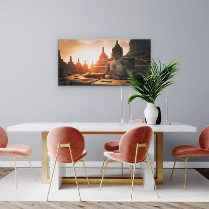 Canvas schilderij woonkamer Boeddha Beeld In Een Tempel