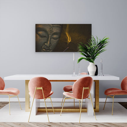 Canvas schilderij woonkamer Boeddha Beeld Met Wierook