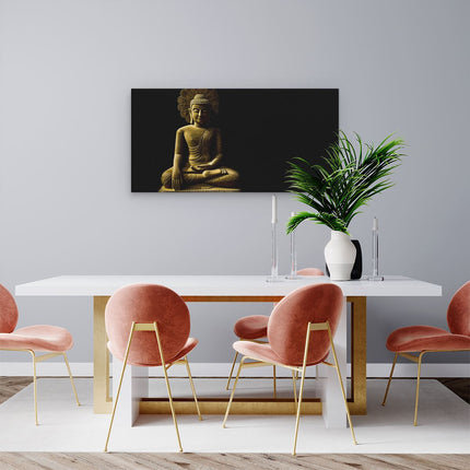 Canvas schilderij woonkamer Gouden Boeddha Beeld In Meditatie 