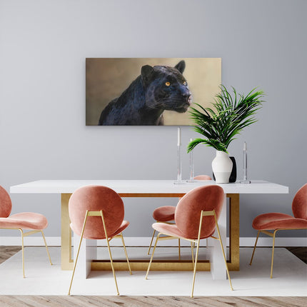 Canvas schilderij woonkamer Zwarte Panter Met Oranje Ogen