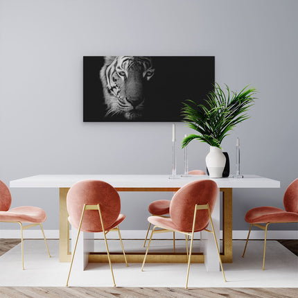 Canvas schilderij woonkamer Tijgerkop - Tijger - Zwart Wit