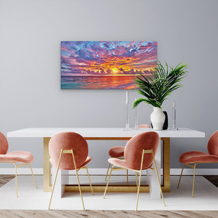 Canvas schilderij woonkamer Zonsondergang Op Het Strand In De Malediven