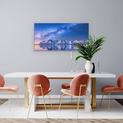 Canvas schilderij woonkamer Melkweg Bij Besneeuwde Bergen