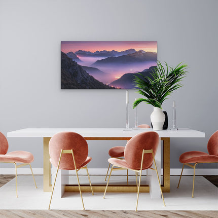 Canvas schilderij woonkamer Bergen Landschap In Italië Tijdens Zonsondergang