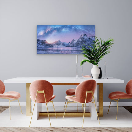 Canvas schilderij woonkamer Melkweg Bij De Besneeuwde bergen