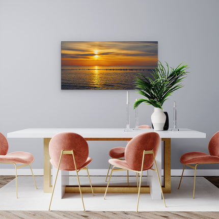 Canvas schilderij woonkamer Zonsondergang In De Zee