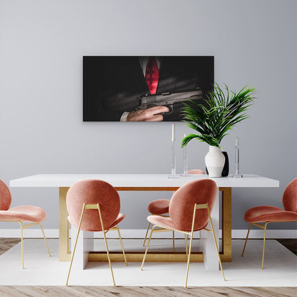 Canvas schilderij woonkamer Man Van De Maffia Met Een Pistool Vast