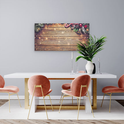 Canvas schilderij woonkamer Kerst Sfeer Achtergrond Met Dennenbomen 