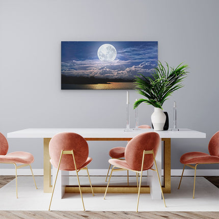 Canvas schilderij woonkamer Volle Maan bij het Water