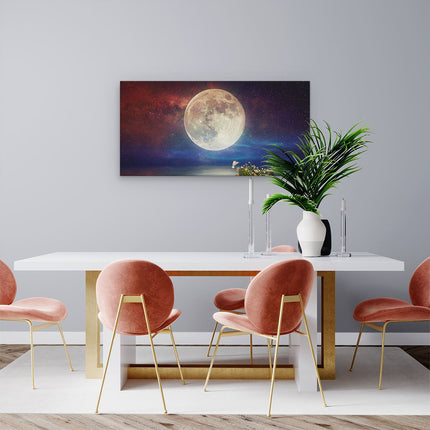 Canvas schilderij woonkamer Volle Maan in de Hemel boven het Water