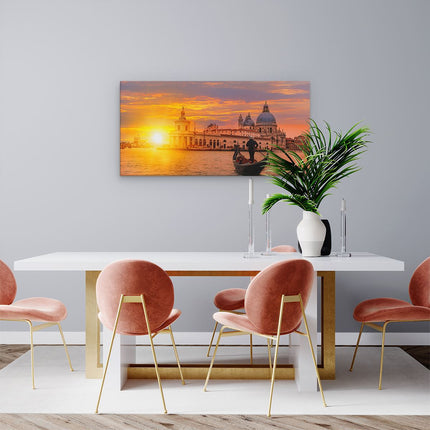 Canvas schilderij woonkamer Gondel in Venetië voor het Basiliek
