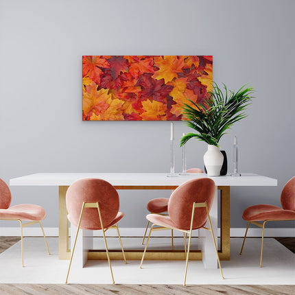 Canvas schilderij woonkamer Herfstbladeren in het Oranje en Rood