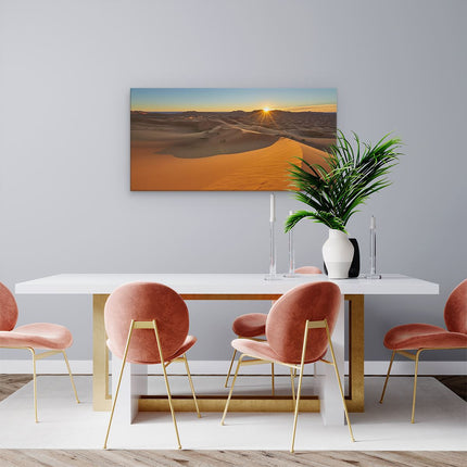 Canvas schilderij woonkamer Woestijn in de Sahara met een Opkomende Zon