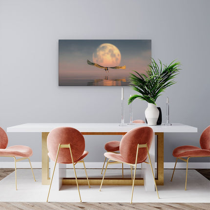 Canvas schilderij woonkamer Adelaar boven het Water bij de Maan