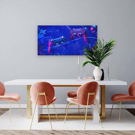 Canvas schilderij woonkamer Twee Gaming Controllers - Gamen