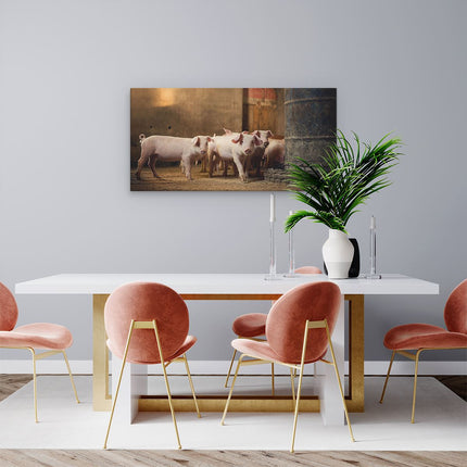 Canvas schilderij woonkamer Varkens op een Boerderij Stal