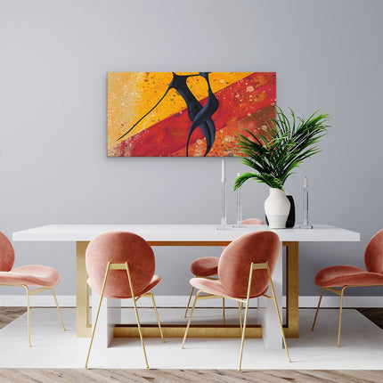 Canvas schilderij woonkamer Abstracte Kunst - Dansend Afrikaans Paar