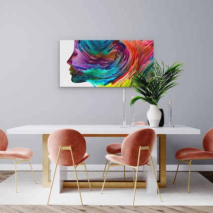 Canvas schilderij woonkamer Abstracte Kunst van een Gezicht - Hoofd