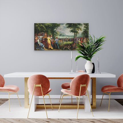 Canvas schilderij woonkamer Dans om het Gouden Kalf - Karel van Mander