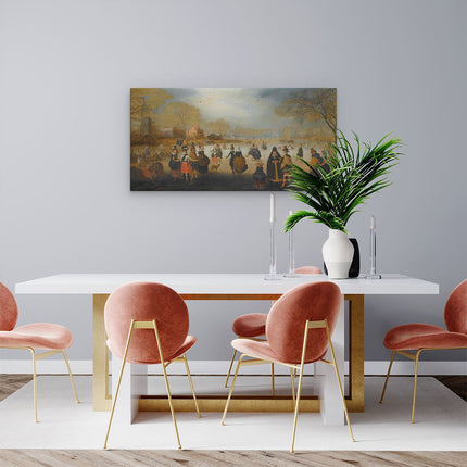 Canvas schilderij woonkamer Winterlandschap met Schaatsers - Adam van Breen