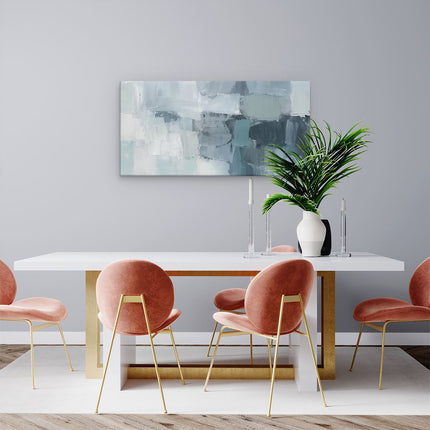 Canvas schilderij woonkamer Abstract Kunstwerk van Blauwe en Witte Vierkanten